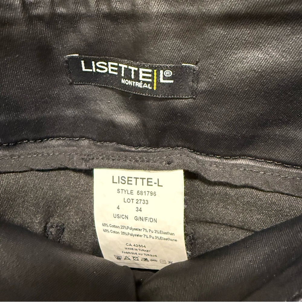 Lisette L Montreal Coated Black Skinny Pants - Slim Fit “Liquid” Trousers Size 4 - Picture 5 of 6